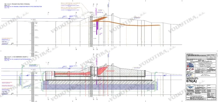 Diaľnica D4 R7 – Kompenzačné opatrenie : Sprietočnenie Biskupického ramena – Obr. 3 - rez odberného objektu