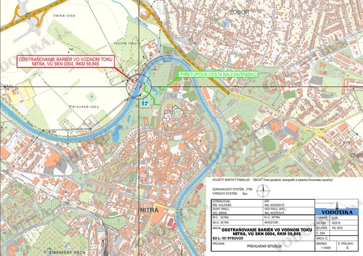 Odstraňovanie bariér vo vodnom toku Nitra – Obr. 1 - situácia