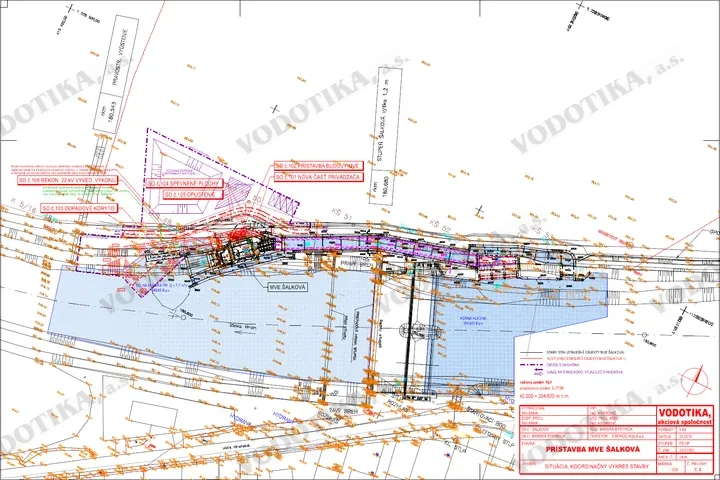 Prístavba MVE Šalková – Obr. 3 - podrobná situácia