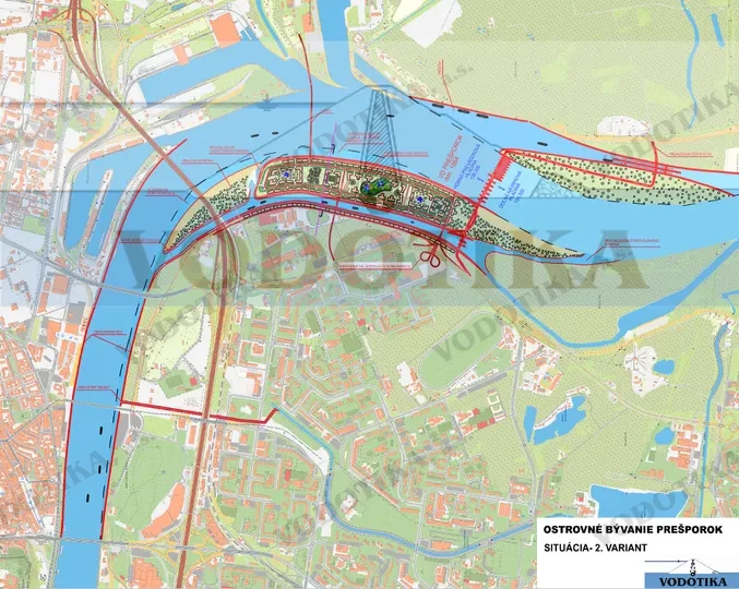 Ostrovné bývanie Prešporok – Obr. 2 - situácia Variant 2