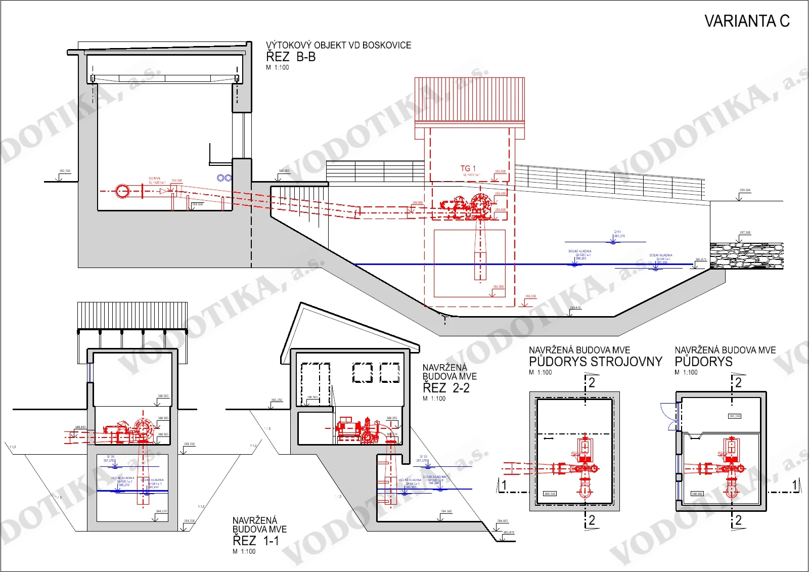 VD Boskovice – rekonštrukcia MVE – Obr. 4 - rez