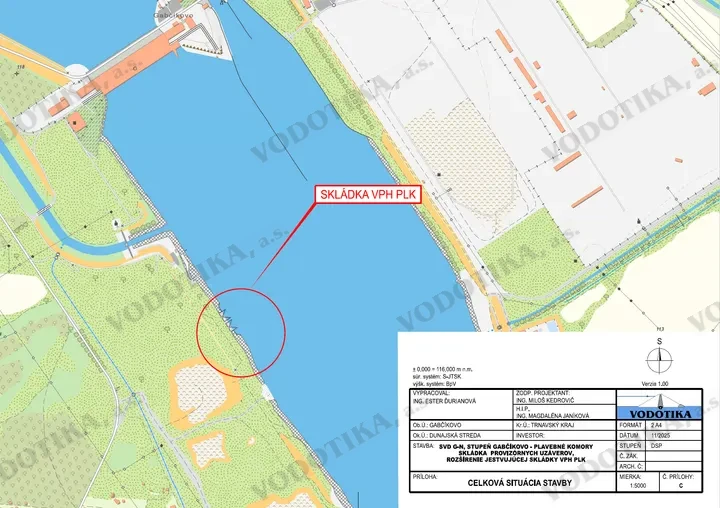 SVD G-N, stupeň Gabčíkovo – plavebné komory – skládka provizórnych uzáverov, rozšírenie jestvujúcej skládky VPH PLK – Obr. 1 -situácia