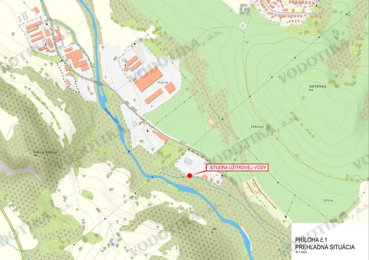Studne úžitkovej vody pre prevádzku budov – Obr. 2 - situácia studne