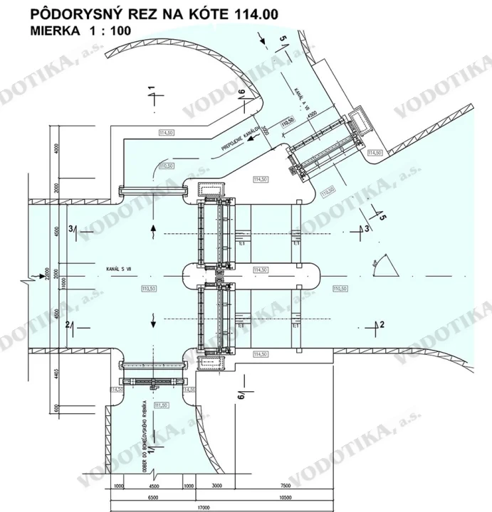 Stavidlo na sútoku kanálov S VII – A VII – Obr. 2 - podorys