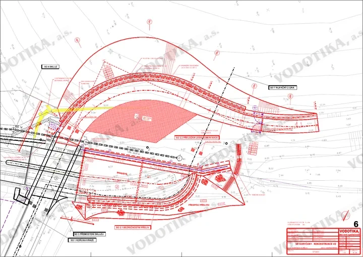 VD Koryčany – rekonštrukcia vodného diela – Obr. 3 - pôdorys bezpečnostný prepad