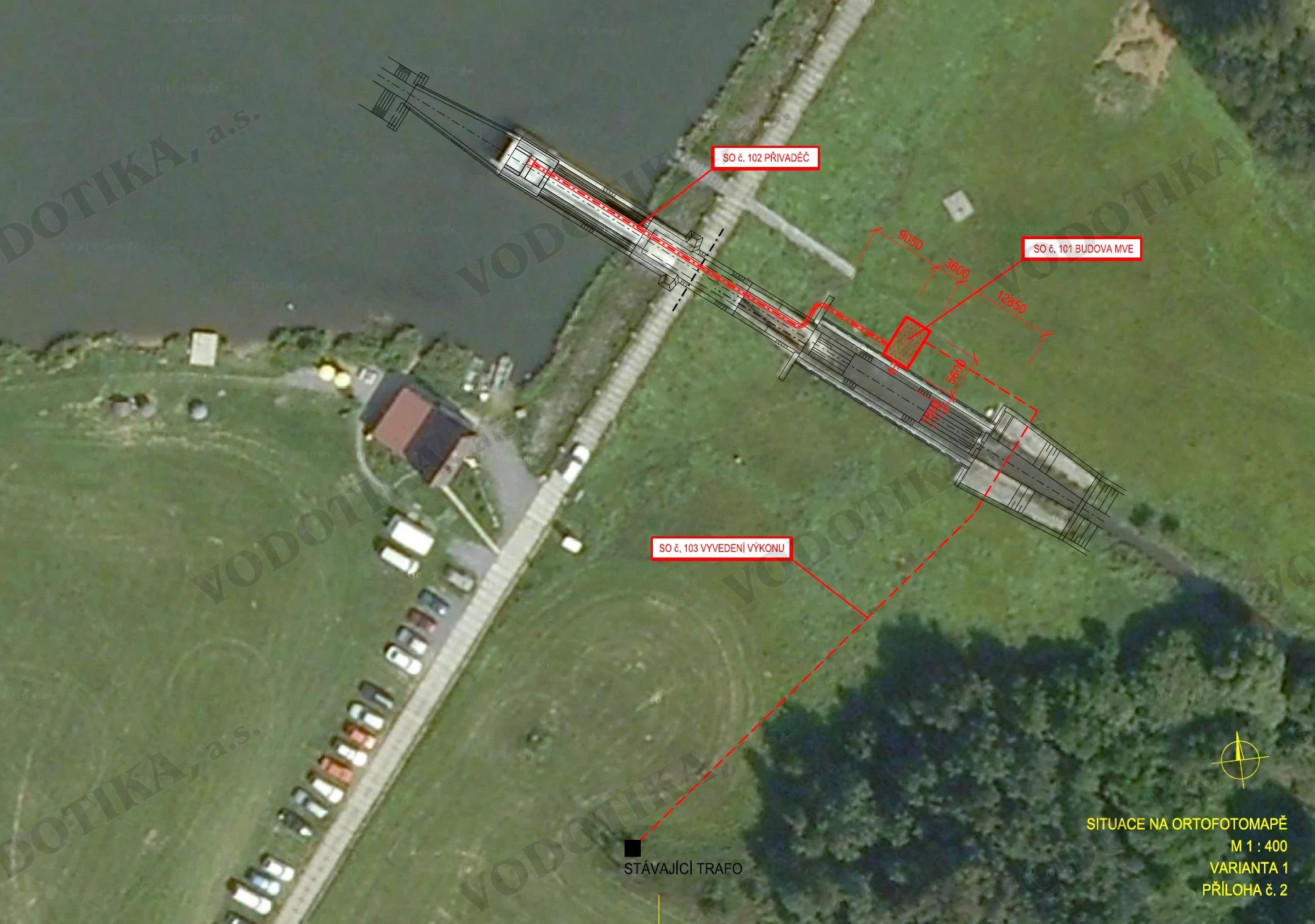 MVE Ostrov nad Oslavou – Obr. 2 - situácia ortofoto