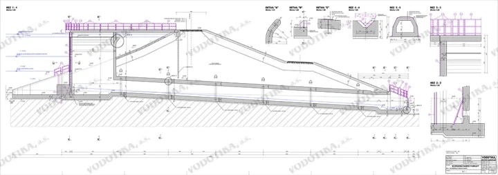 Ochranná nádrž Padelky – Obr. 3 - pozdlzny rez
