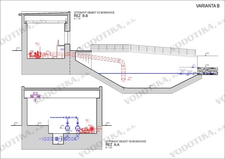 VD Boskovice – rekonštrukcia MVE – Obr. 3 - rez