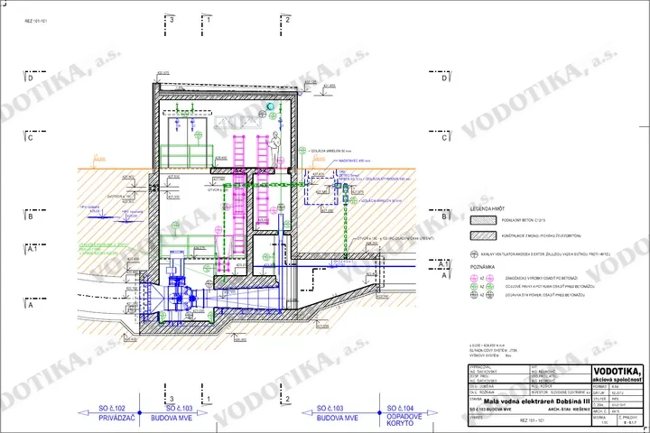 Malá vodná elektráreň Dobšiná III – Obr. 3 - rez