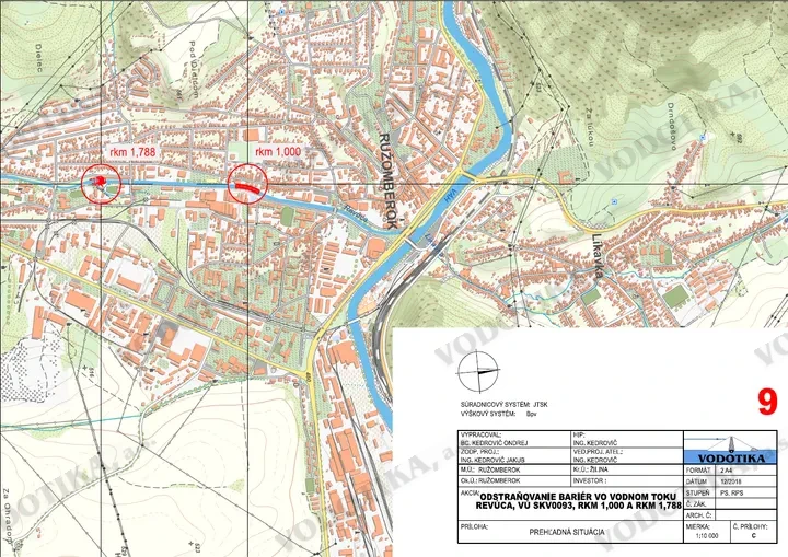 Odstraňovanie bariér vo vodnom toku Revúca – Obr. 1 - situácia