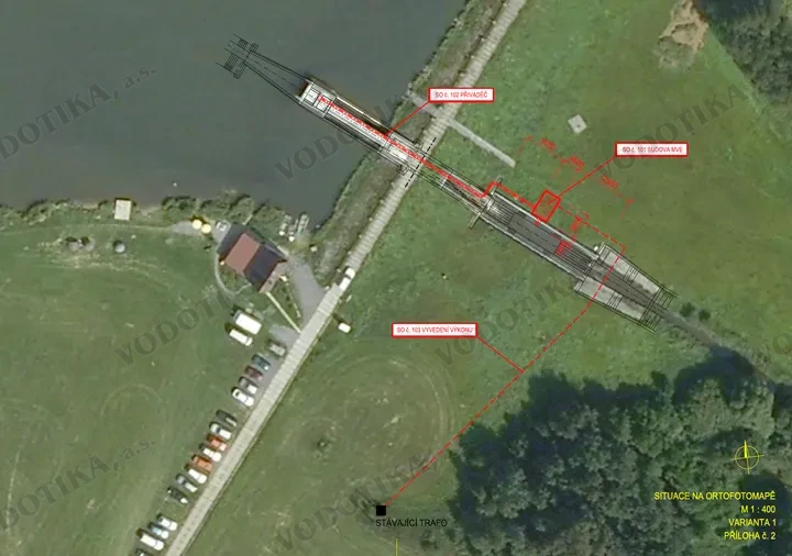 MVE Ostrov nad Oslavou – Obr. 2 - situácia ortofoto