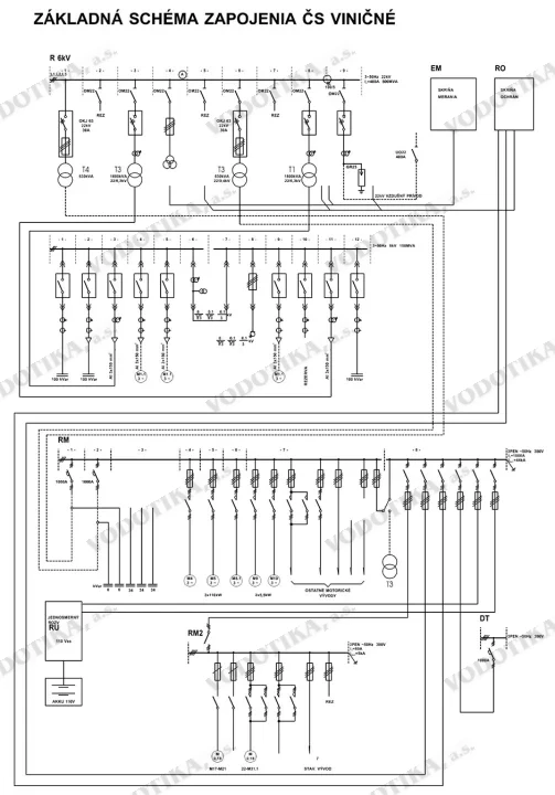 Čerpacia stanica Viničné – Obr. 4 - schema zapojenia