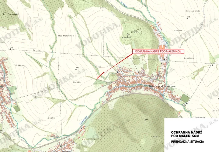 Ochranné nádrže Bzince pod Javorinou – Obr. 3 - situácia nádrže Pod Maleníkom