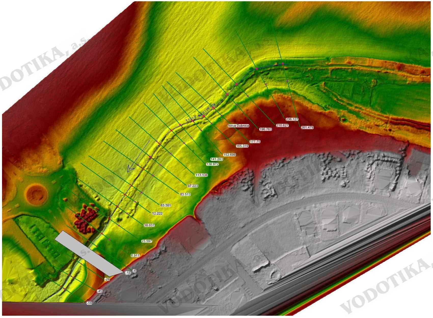 Skladová hala Nová Dubnica – hydrotechnický výpočet – Obr. 2 - 3D model OpenRoads Designer