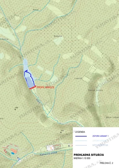 Píla – protipovodňové opatrenia v povodí toku Gidra a Kamenný potok – Obr. 2 - situácia poldra