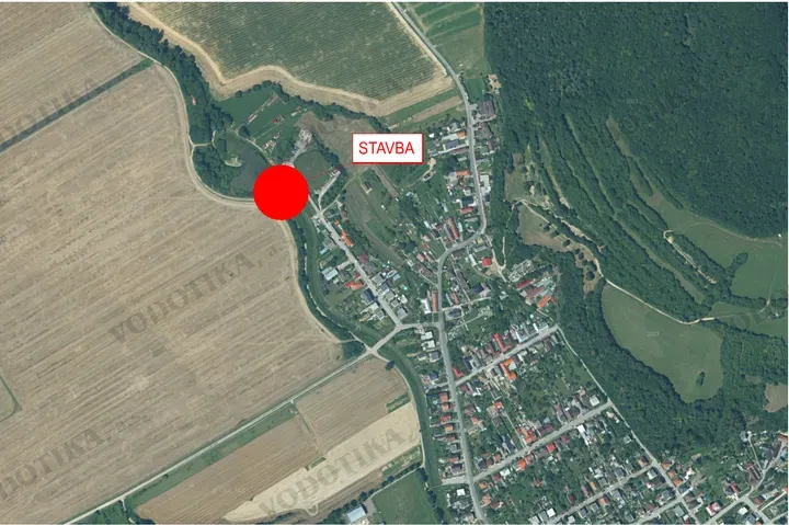 Trenčianske Bohuslavice – Bošáčka, výpustný objekt prehrádzky rkm 2,800 – Obr. 1 - situácia širšia