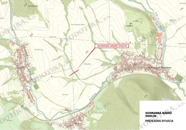 Ochranné nádrže Bzince pod Javorinou – Obr. 1 - situácia nádrže Oholín
