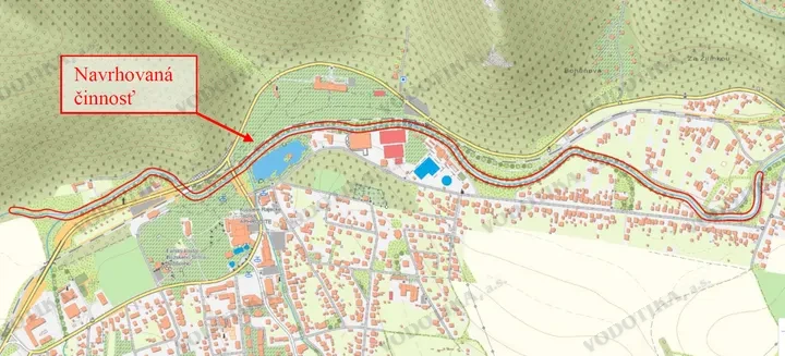 Výpočet priebehu hladín na toku Rajčanka – Obr. 1 - situácia