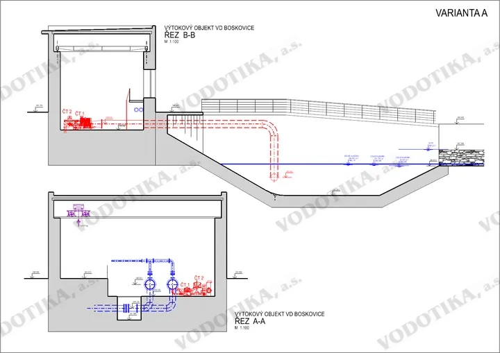 VD Boskovice – rekonštrukcia MVE – Obr. 2 - rez