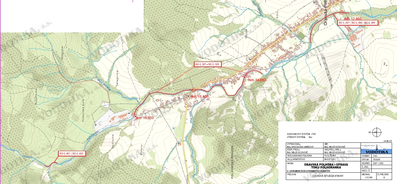 Oravská Polhora – úprava toku Polhoranka – Obr. 1 - situácia úpravy