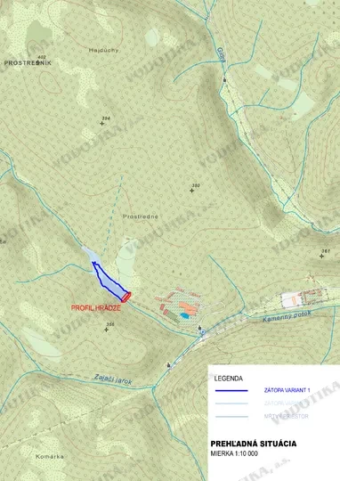 Píla – protipovodňové opatrenia v povodí toku Gidra a Kamenný potok – Obr. 3 - situácia poldra