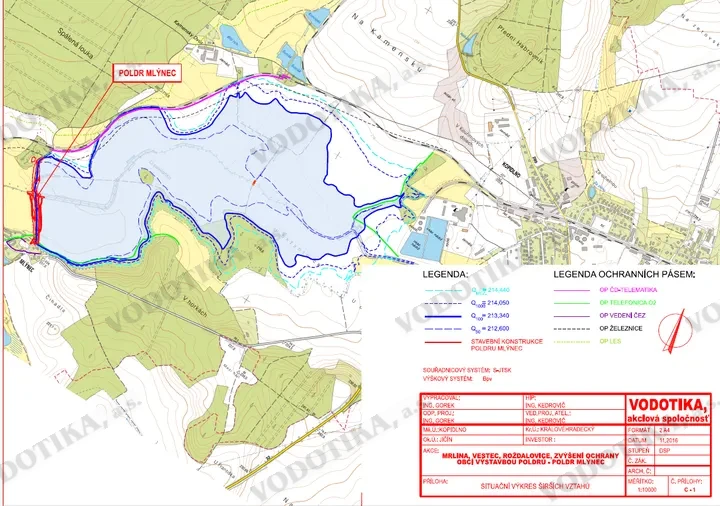 Mrlina, Vestec, Rožďalovice, zvýšenie ochrany obcí výstavbou poldrov – Polder Mlýnec – Obr. 1 - situácia