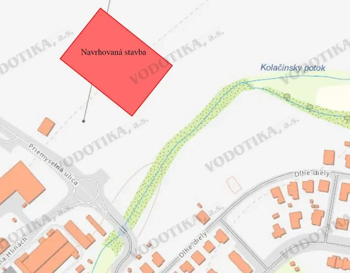 Skladová hala Nová Dubnica – hydrotechnický výpočet – Obr. 1 - situácia